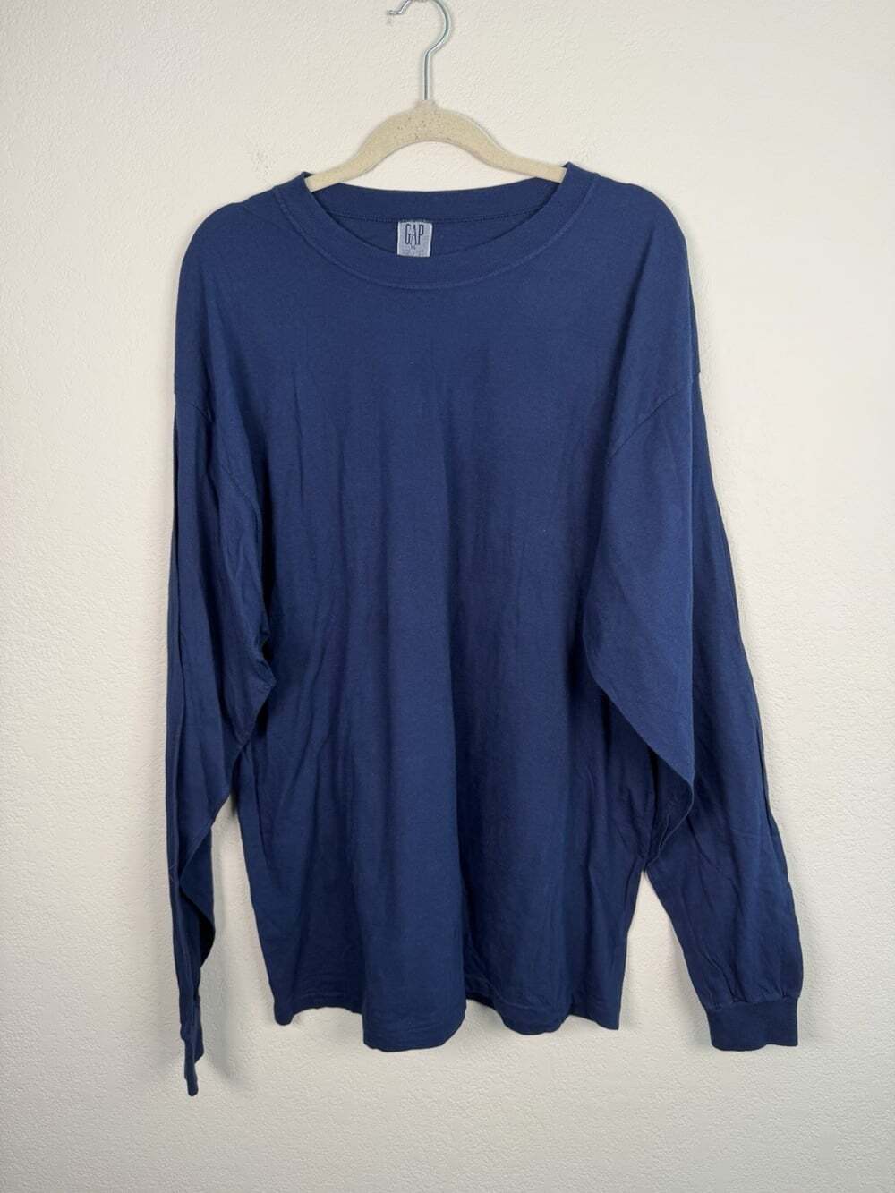 Vintage Gap Long Sleeve T-Shirt Mens XL Navy Crewneck 90s Blank Made in USA